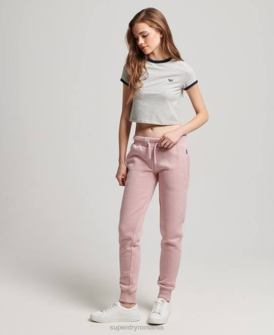 Superdry pantaloni de jogging cu logo vintage brodat îmbrăcăminte roz femei JX0Z3911