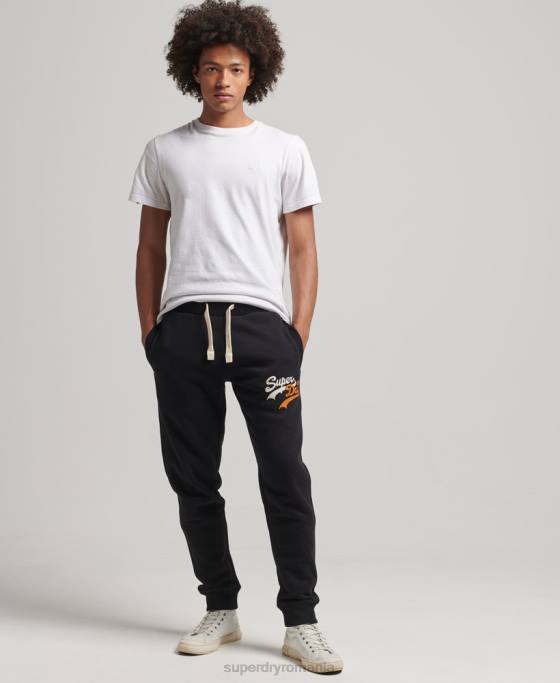 Superdry pantaloni de jogging cu logo vintage îmbrăcăminte negru bărbați JX0Z6425