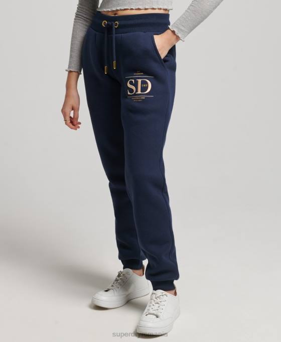 Superdry pantaloni de jogging de lux cu logo brodat îmbrăcăminte marina femei JX0Z6740