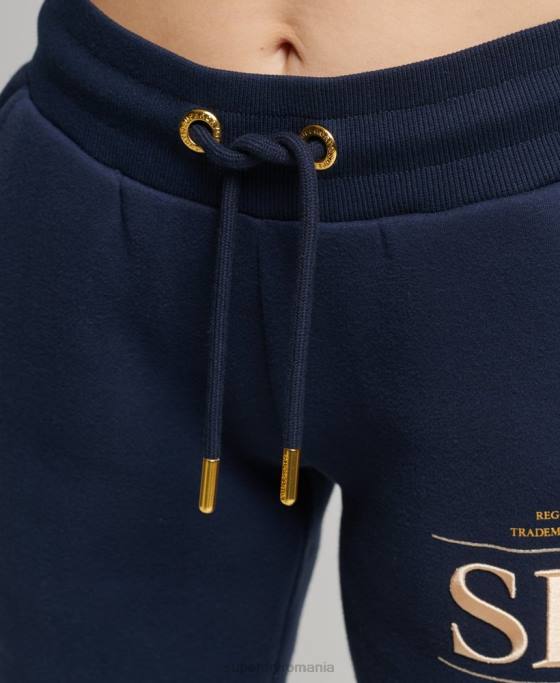Superdry pantaloni de jogging de lux cu logo brodat îmbrăcăminte marina femei JX0Z6740