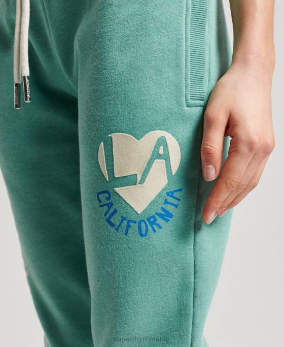 Superdry pantaloni de jogging decupați cali vintage îmbrăcăminte verde femei JX0Z2269