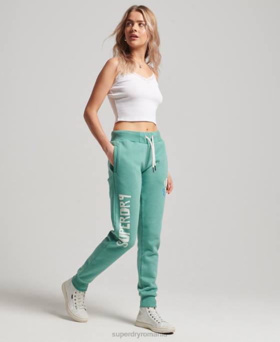 Superdry pantaloni de jogging decupați cali vintage îmbrăcăminte verde femei JX0Z2269