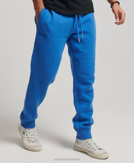 Superdry pantaloni de jogging din bumbac organic brodat cu logo vintage îmbrăcăminte albastru bărbați JX0Z6371