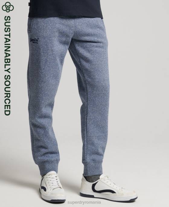 Superdry pantaloni de jogging din bumbac organic brodat cu logo vintage îmbrăcăminte albastru bărbați JX0Z6380