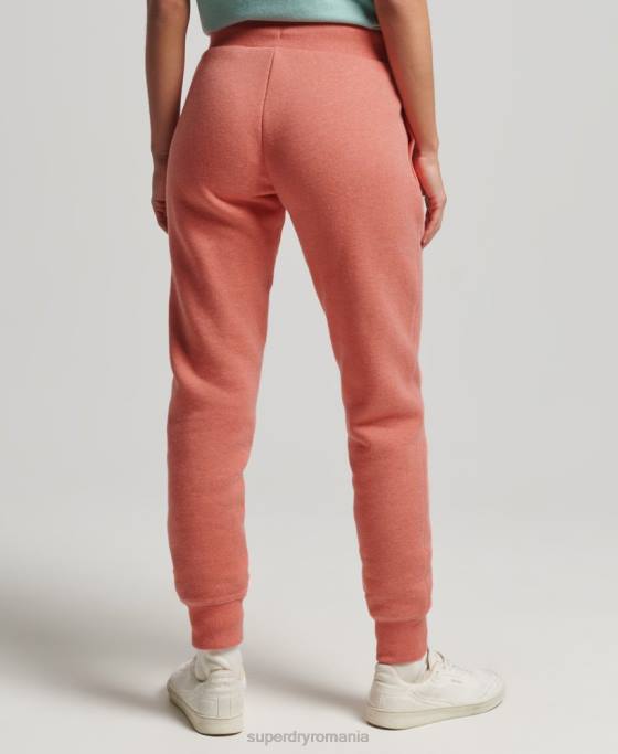 Superdry pantaloni de jogging din bumbac organic brodat cu logo vintage îmbrăcăminte coral femei JX0Z6580