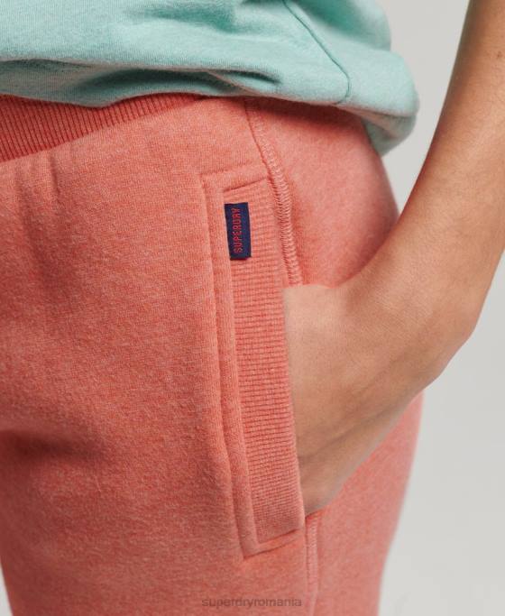 Superdry pantaloni de jogging din bumbac organic brodat cu logo vintage îmbrăcăminte coral femei JX0Z6580