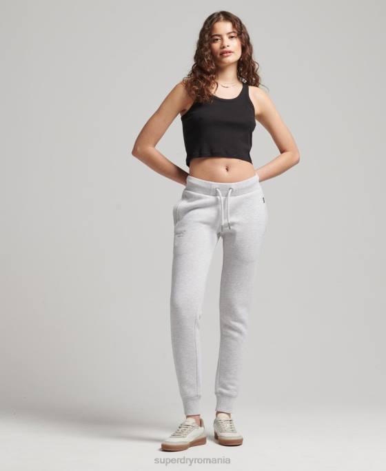 Superdry pantaloni de jogging din bumbac organic brodat cu logo vintage îmbrăcăminte gri deschis femei JX0Z3915