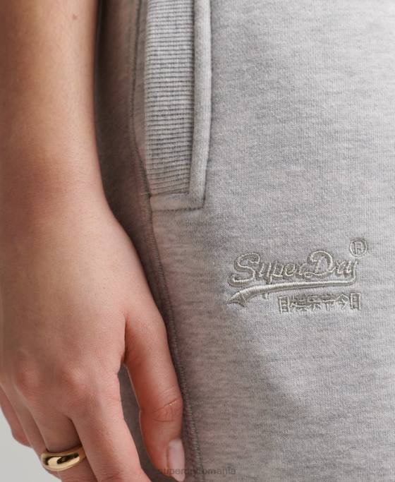 Superdry pantaloni de jogging din bumbac organic brodat cu logo vintage îmbrăcăminte gri deschis femei JX0Z3915