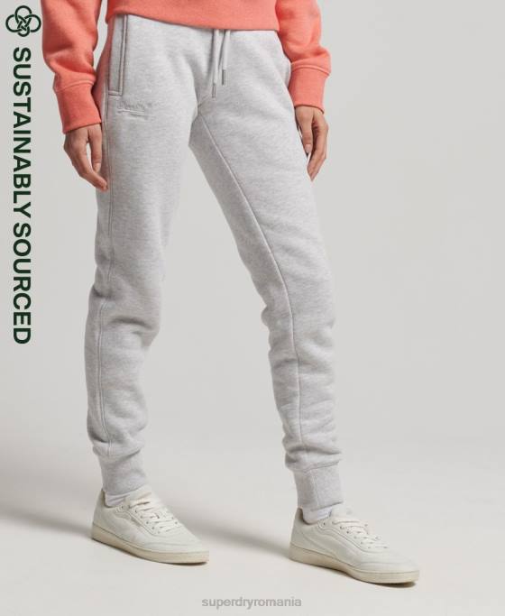 Superdry pantaloni de jogging din bumbac organic brodat cu logo vintage îmbrăcăminte gri deschis femei JX0Z3924