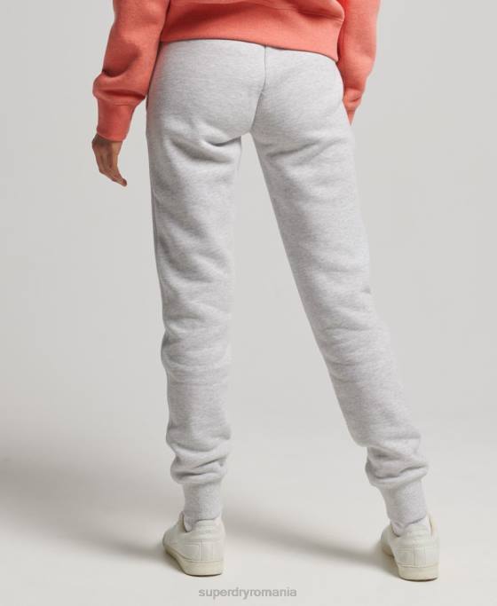 Superdry pantaloni de jogging din bumbac organic brodat cu logo vintage îmbrăcăminte gri deschis femei JX0Z3924