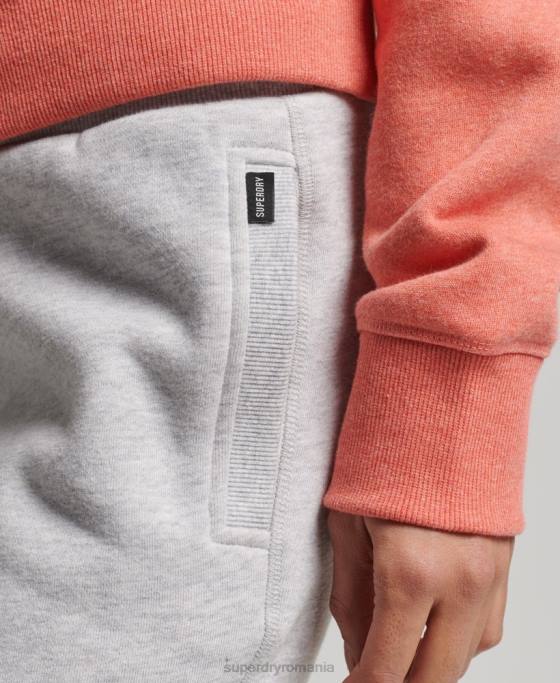 Superdry pantaloni de jogging din bumbac organic brodat cu logo vintage îmbrăcăminte gri deschis femei JX0Z3924