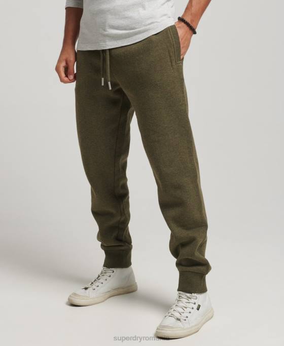 Superdry pantaloni de jogging din bumbac organic brodat cu logo vintage îmbrăcăminte kaki bărbați JX0Z6372