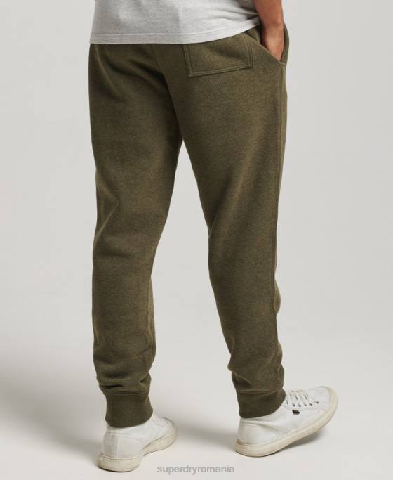 Superdry pantaloni de jogging din bumbac organic brodat cu logo vintage îmbrăcăminte kaki bărbați JX0Z6372