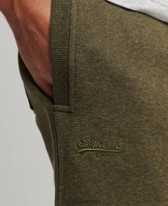 Superdry pantaloni de jogging din bumbac organic brodat cu logo vintage îmbrăcăminte kaki bărbați JX0Z6372