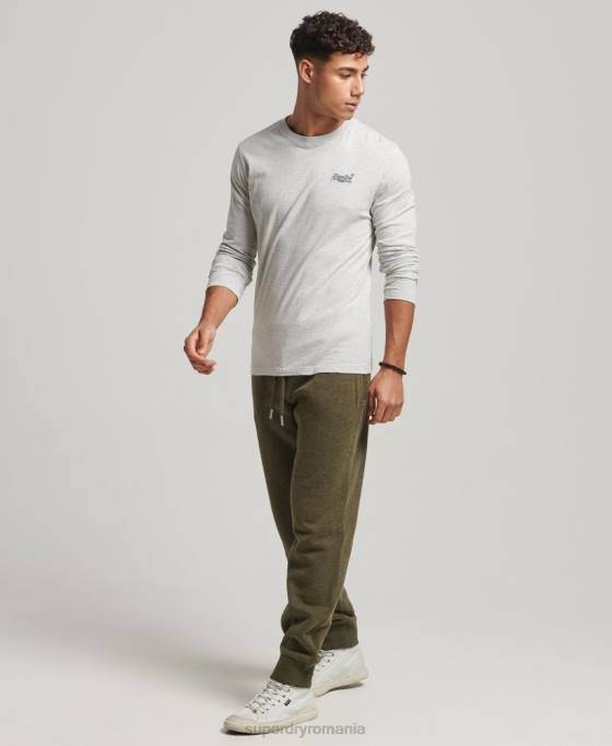 Superdry pantaloni de jogging din bumbac organic brodat cu logo vintage îmbrăcăminte kaki bărbați JX0Z6372