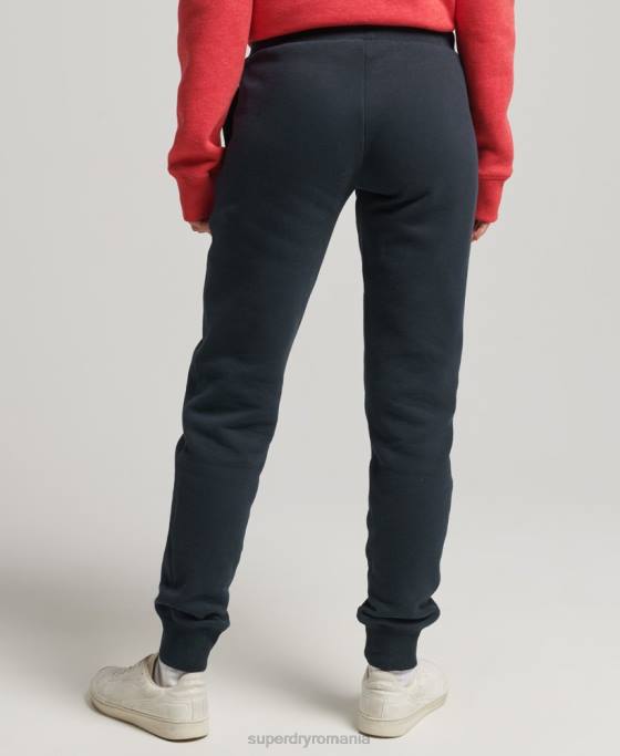 Superdry pantaloni de jogging din bumbac organic brodat cu logo vintage îmbrăcăminte marina femei JX0Z6640