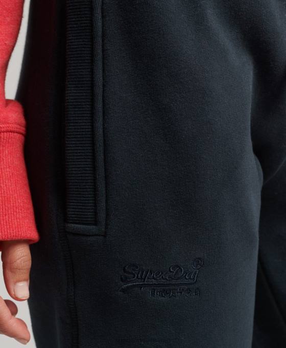 Superdry pantaloni de jogging din bumbac organic brodat cu logo vintage îmbrăcăminte marina femei JX0Z6640