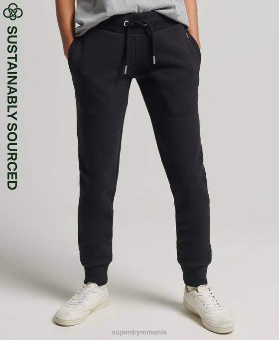 Superdry pantaloni de jogging din bumbac organic brodat cu logo vintage îmbrăcăminte negru femei JX0Z3927