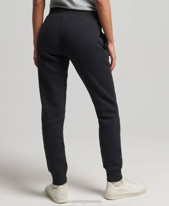 Superdry pantaloni de jogging din bumbac organic brodat cu logo vintage îmbrăcăminte negru femei JX0Z3927