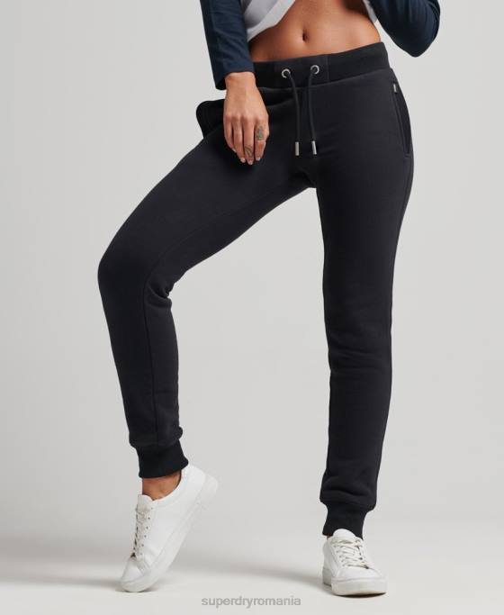 Superdry pantaloni de jogging din bumbac organic brodat cu logo vintage îmbrăcăminte negru femei JX0Z3930