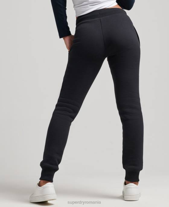 Superdry pantaloni de jogging din bumbac organic brodat cu logo vintage îmbrăcăminte negru femei JX0Z3930