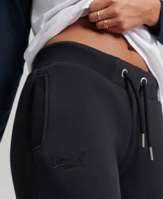 Superdry pantaloni de jogging din bumbac organic brodat cu logo vintage îmbrăcăminte negru femei JX0Z3930