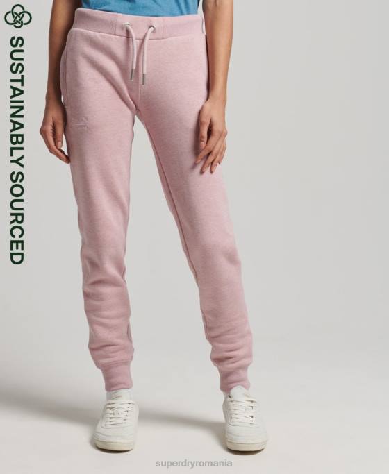 Superdry pantaloni de jogging din bumbac organic brodat cu logo vintage îmbrăcăminte roz femei JX0Z6581