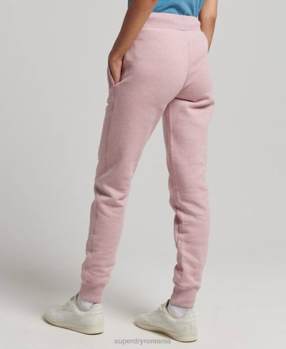 Superdry pantaloni de jogging din bumbac organic brodat cu logo vintage îmbrăcăminte roz femei JX0Z6581