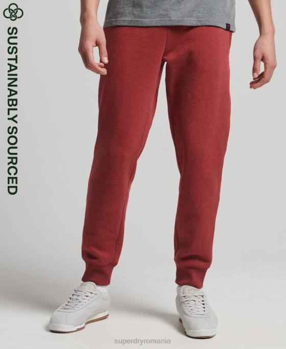 Superdry pantaloni de jogging din bumbac organic brodat cu logo vintage îmbrăcăminte roșu bărbați JX0Z6387