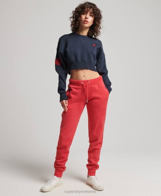 Superdry pantaloni de jogging din bumbac organic brodat cu logo vintage îmbrăcăminte roșu femei JX0Z6579