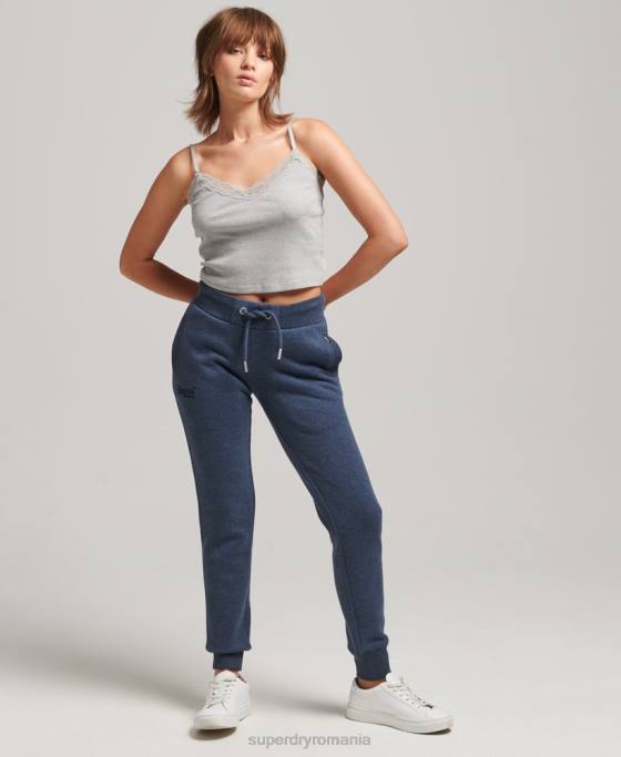 Superdry pantaloni de jogging din bumbac organic cu logo esențial îmbrăcăminte marina femei JX0Z3912