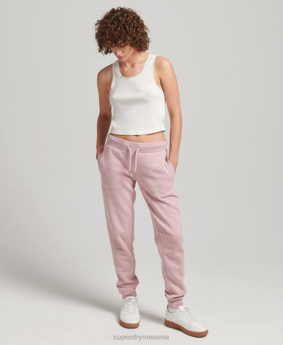 Superdry pantaloni de jogging din bumbac organic cu logo esențial îmbrăcăminte roz femei JX0Z6597