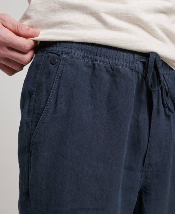 Superdry pantaloni de jogging din in supravopsit îmbrăcăminte marina bărbați JX0Z100