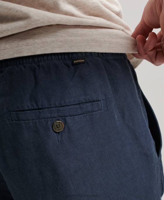 Superdry pantaloni de jogging din in supravopsit îmbrăcăminte marina bărbați JX0Z100