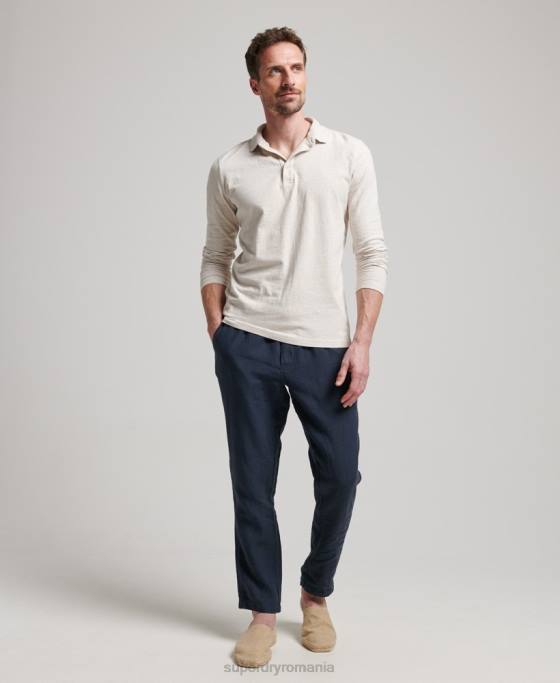 Superdry pantaloni de jogging din in supravopsit îmbrăcăminte marina bărbați JX0Z100