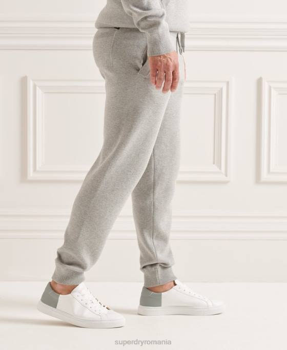 Superdry pantaloni de jogging esentiali din bumbac organic studios îmbrăcăminte gri deschis bărbați JX0Z6452