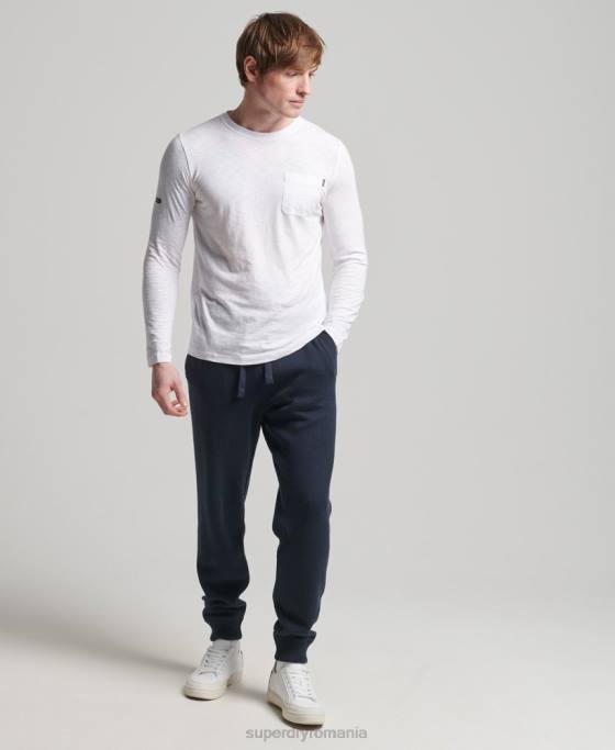 Superdry pantaloni de jogging esentiali din bumbac organic studios îmbrăcăminte marina bărbați JX0Z6395