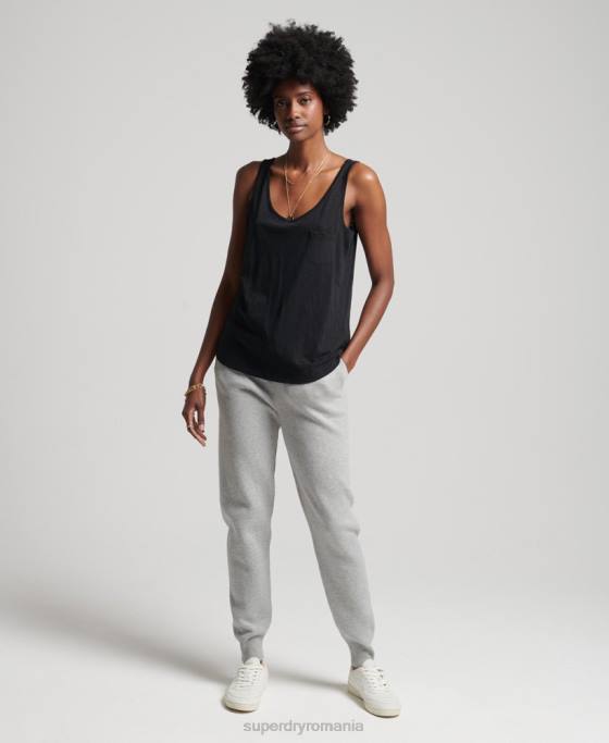 Superdry pantaloni de jogging esentiali din bumbac organic îmbrăcăminte gri deschis femei JX0Z6663