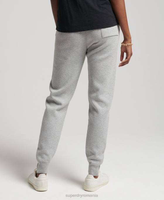 Superdry pantaloni de jogging esentiali din bumbac organic îmbrăcăminte gri deschis femei JX0Z6663
