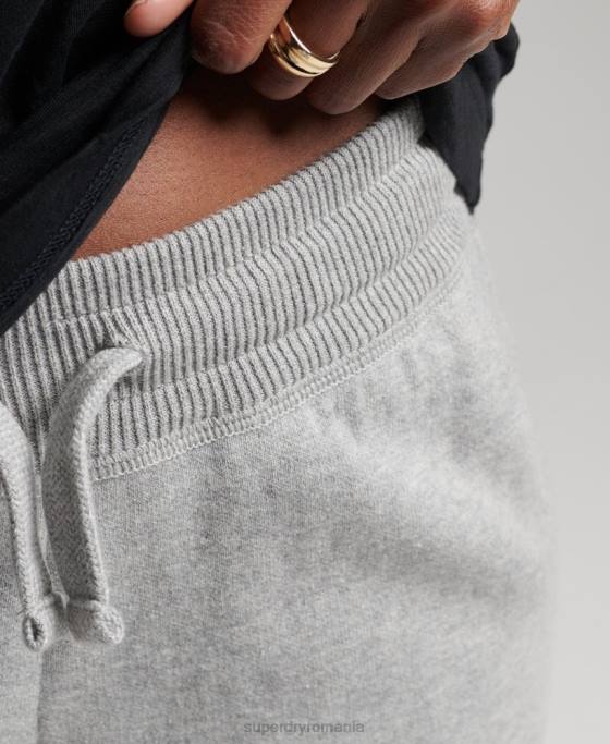 Superdry pantaloni de jogging esentiali din bumbac organic îmbrăcăminte gri deschis femei JX0Z6663