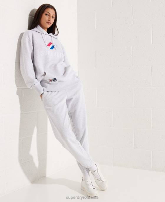 Superdry pantaloni de jogging esențiali din bumbac organic îmbrăcăminte gri deschis femei JX0Z6682