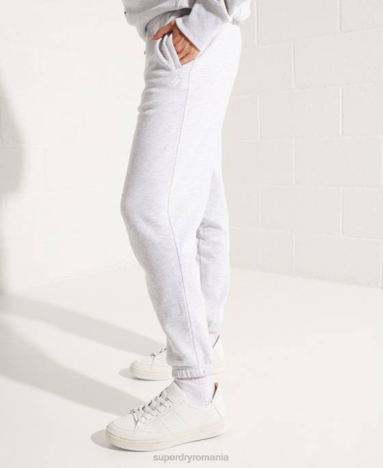 Superdry pantaloni de jogging esențiali din bumbac organic îmbrăcăminte gri deschis femei JX0Z6682