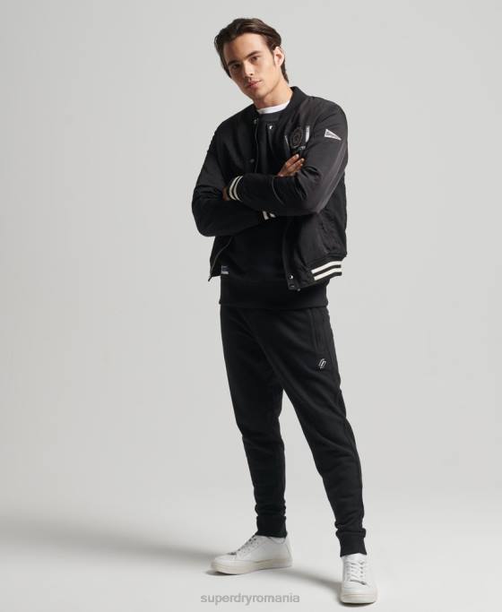 Superdry pantaloni de jogging esențiali din bumbac organic îmbrăcăminte negru bărbați JX0Z6486