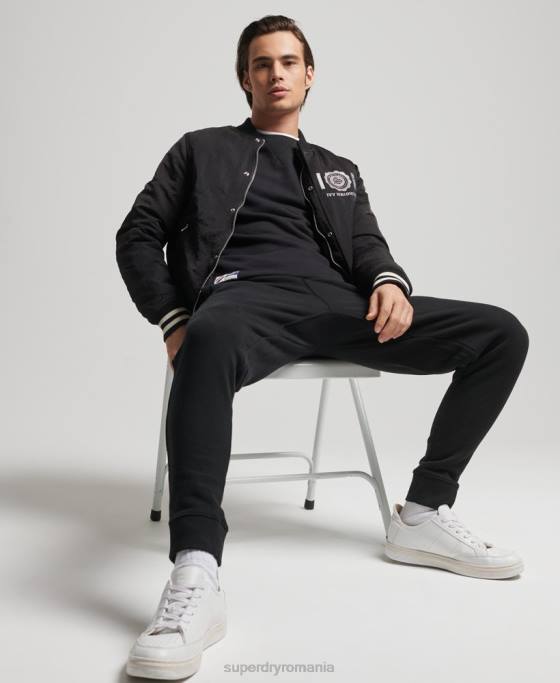 Superdry pantaloni de jogging esențiali din bumbac organic îmbrăcăminte negru bărbați JX0Z6486