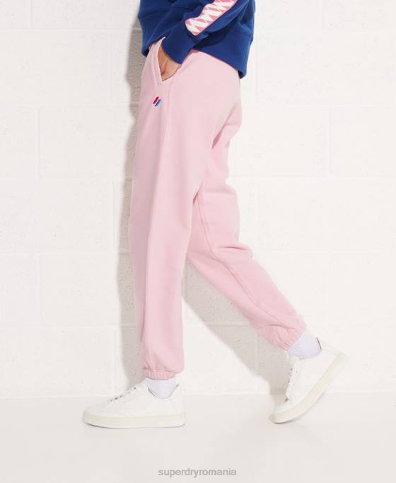 Superdry pantaloni de jogging esențiali din bumbac organic îmbrăcăminte roz femei JX0Z6599