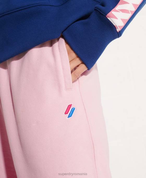 Superdry pantaloni de jogging esențiali din bumbac organic îmbrăcăminte roz femei JX0Z6599