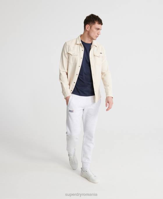 Superdry pantaloni de jogging label portocaliu îmbrăcăminte gri deschis bărbați JX0Z6503