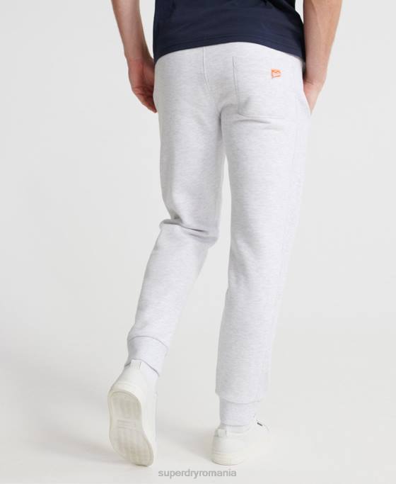 Superdry pantaloni de jogging label portocaliu îmbrăcăminte gri deschis bărbați JX0Z6503