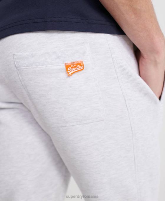 Superdry pantaloni de jogging label portocaliu îmbrăcăminte gri deschis bărbați JX0Z6503