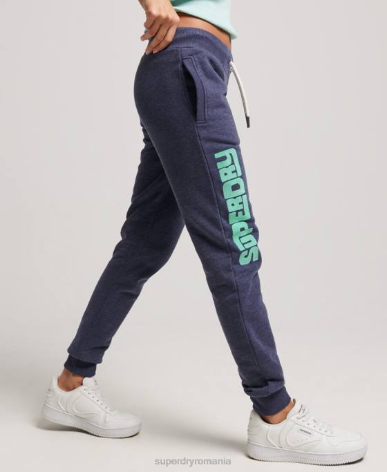 Superdry pantaloni de jogging neperiați decupați cali îmbrăcăminte marina femei JX0Z3916